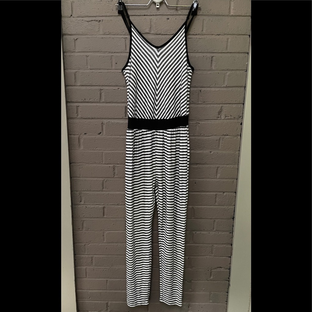 Anthropologie Monteau striped fleece jumpsuit M